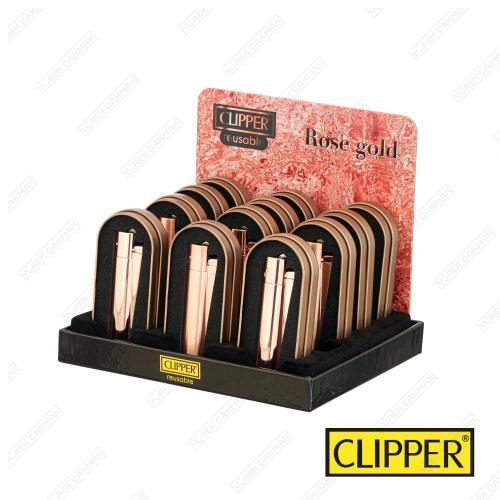 Clipper Taşlı Metal Çakmak Rose Gold MT-115