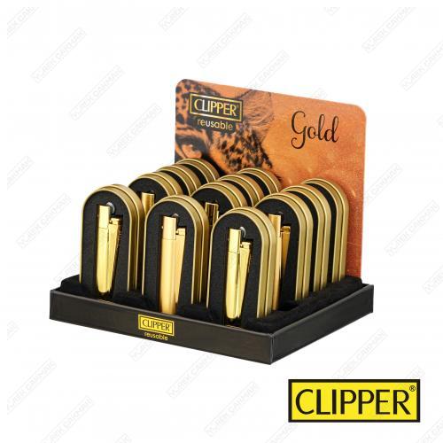 Clipper Taşlı Metal Çakmak Gold MT-112