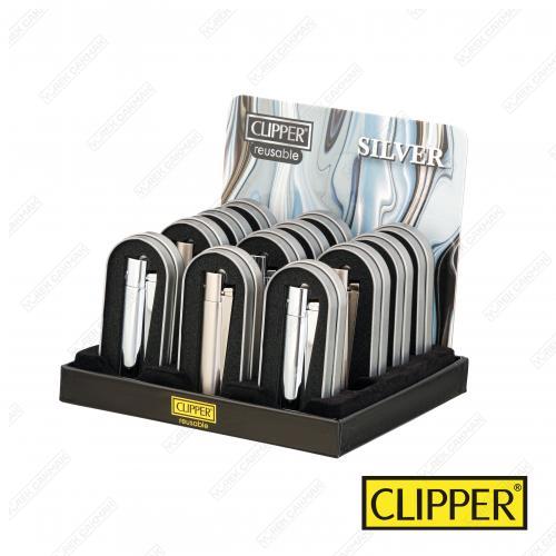 Clipper Taşlı Metal Çakmak Silver MT-101